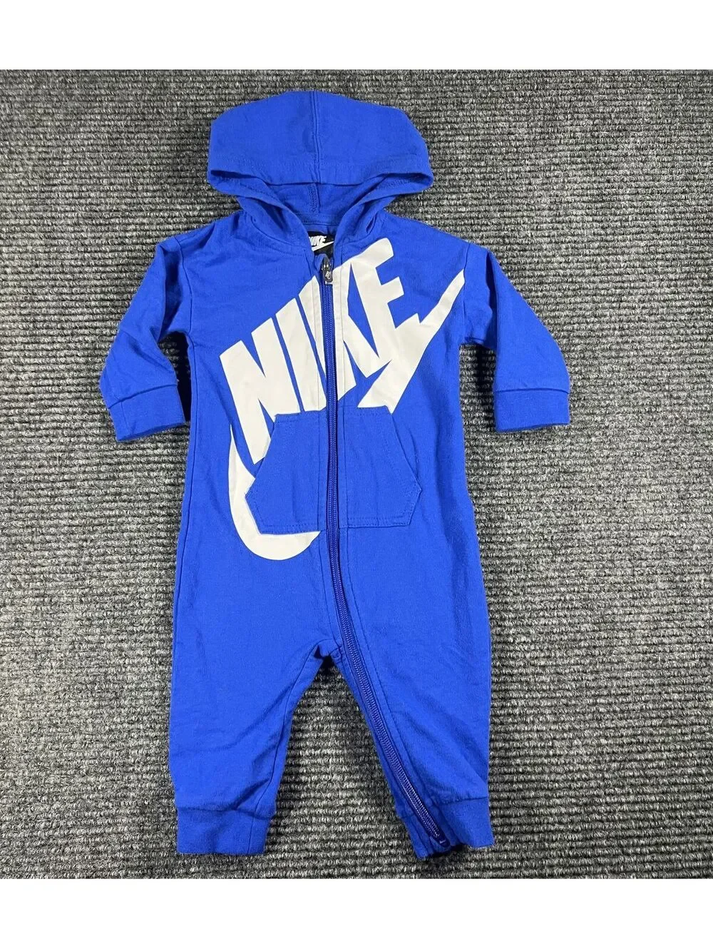 Nike Baby Royal/Cobalt Blue Hooded Onesie Coverall with Full Zip, Size 9 Months